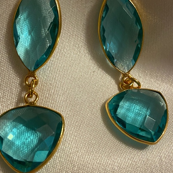 Blue Topaz Quartz Dangling Earrings for Women - Picture 5 of 7